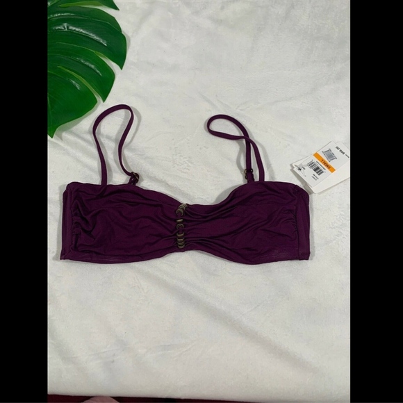 NWT $69 Becca Reconnect Bandeau Bikini Top in‎ Merlot [SZ Small ] - Picture 3 of 8